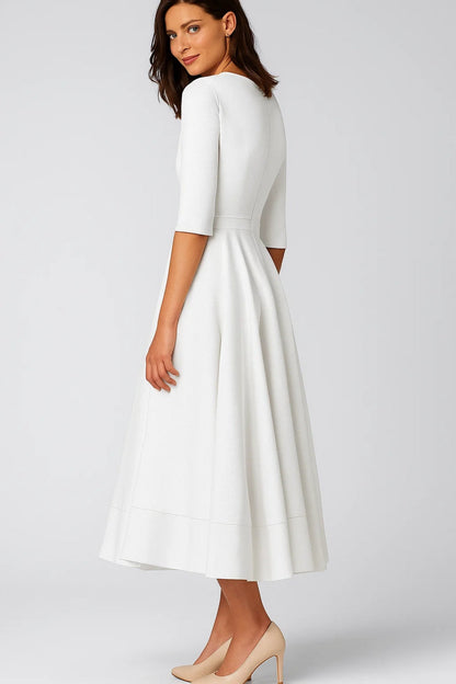 The Louisa Mae Elegant Midi Dress with V-Neck
