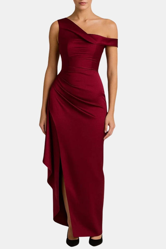 Milana – Elegant One-Shoulder Maxi Dress with Split
