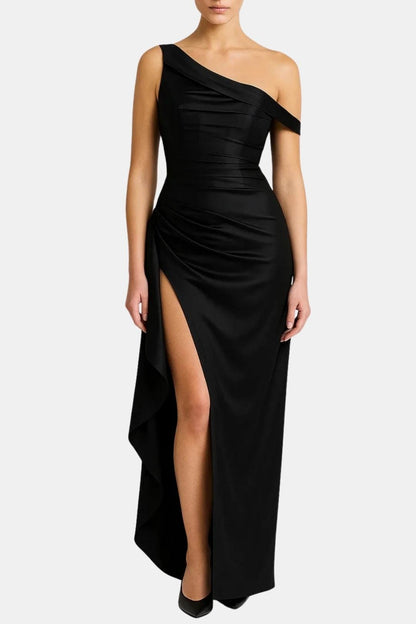 Milana – Elegant One-Shoulder Maxi Dress with Split