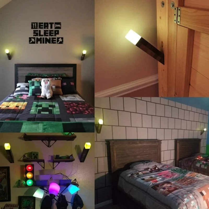 Minecraft lamp | Pixel fakkel met warm LED licht