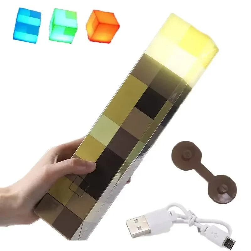 Minecraft lamp | Pixel fakkel met warm LED licht