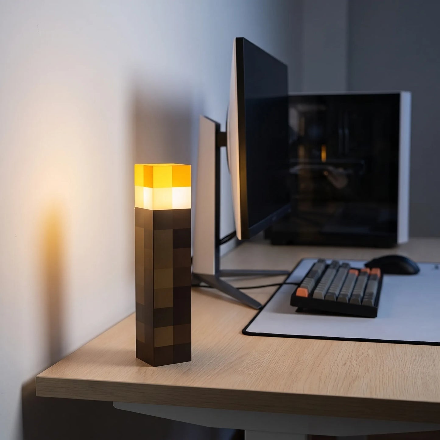 Minecraft lamp | Pixel fakkel met warm LED licht