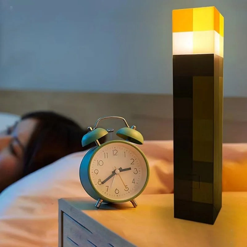 Minecraft lamp | Pixel fakkel met warm LED licht