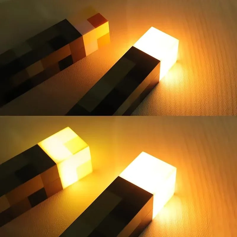 Minecraft lamp | Pixel fakkel met warm LED licht
