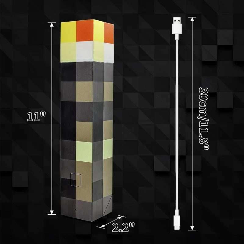 Minecraft lamp | Pixel fakkel met warm LED licht