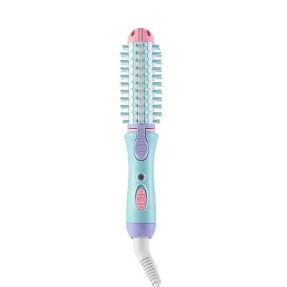 Rayvia Mini 2-in-1 Curling Iron Brush & Hair Straightener, Portable Travel Styler