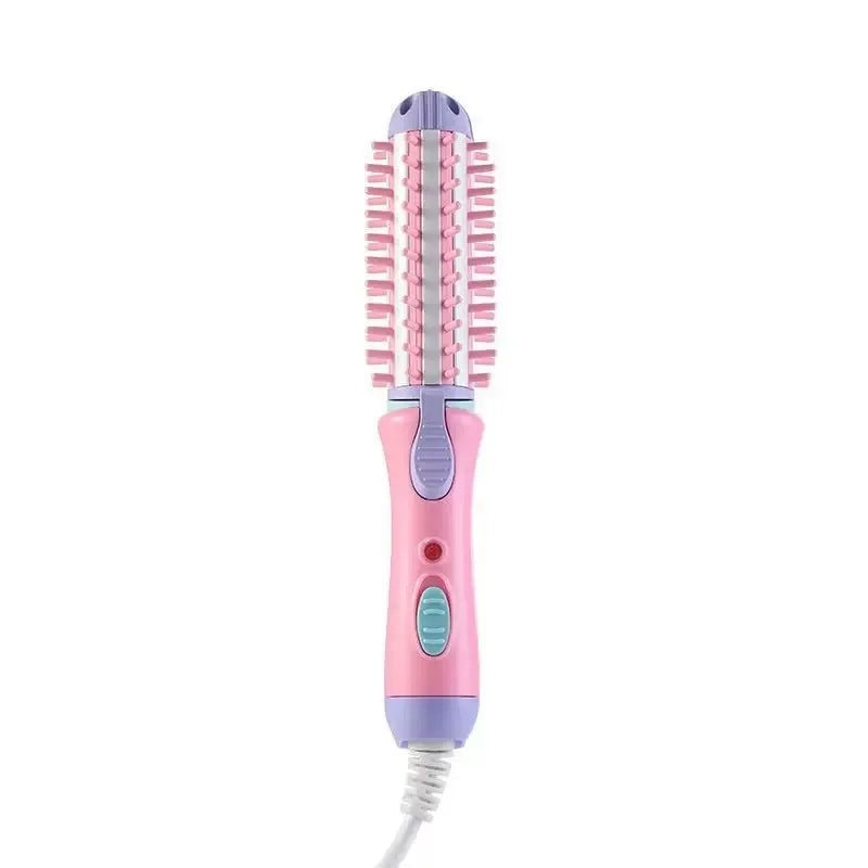 Rayvia Mini 2-in-1 Curling Iron Brush & Hair Straightener, Portable Travel Styler