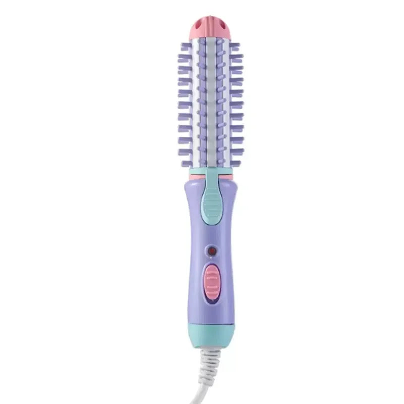 Rayvia Mini 2-in-1 Curling Iron Brush & Hair Straightener, Portable Travel Styler