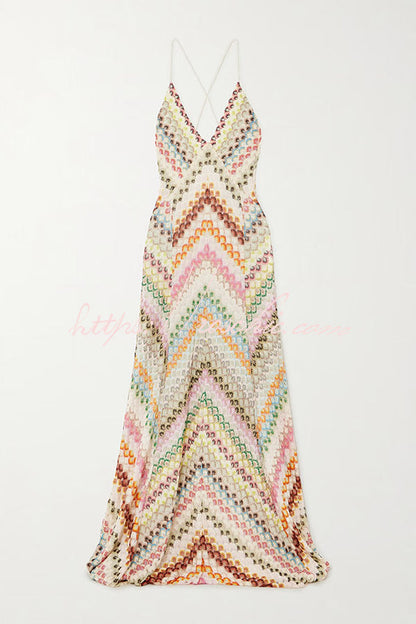 Mira Maxi Dress | Colorful Herringbone Knit, Ankle-Length V-Neck Summer Dress 5