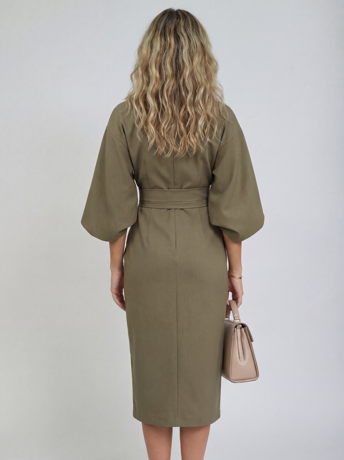 Jurk | Dames | Midi Wikkeljurk | Kimono Mouwen | Tailleceintuur | Split Detail