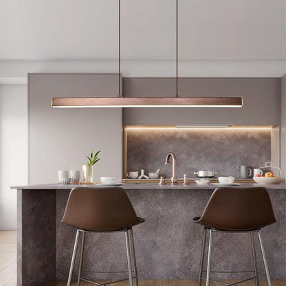 Hanglamp Rechthoekig LED Dimbaar Zwart Bruin Metaal Acryl Eettafel Woonkamer 80-150cm | Restfield