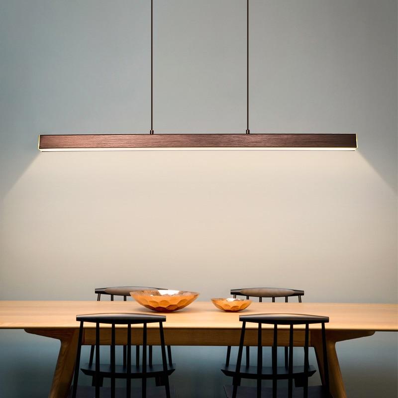 Hanglamp Rechthoekig LED Dimbaar Zwart Bruin Metaal Acryl Eettafel Woonkamer 80-150cm | Restfield