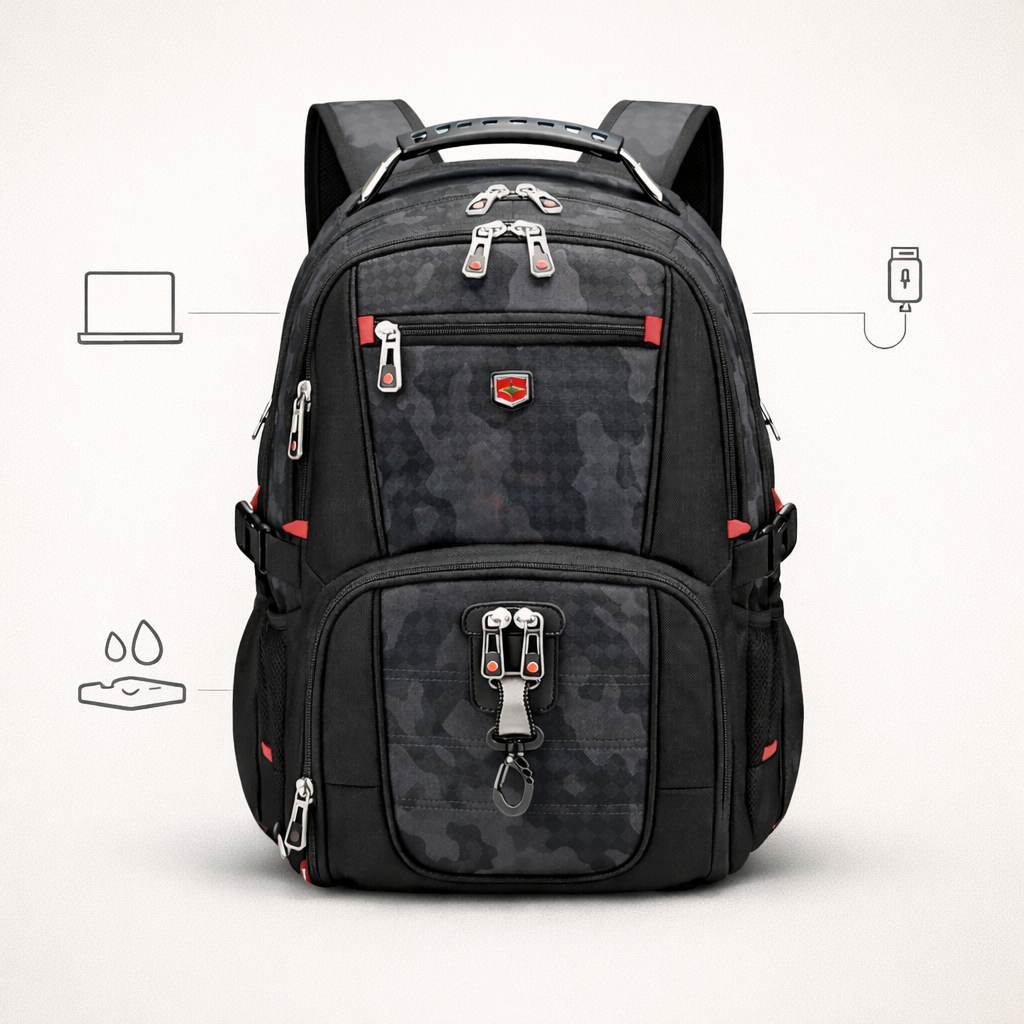 Laptop Backpack | Waterproof, USB Charging | Travel Work Bag