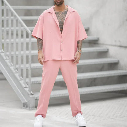 Modisches Herren-Sommer-Set | Kurzarm-Oberteil und Shorts aus Baumwolle | Bequem und Stylisch für Heiße Tage 2