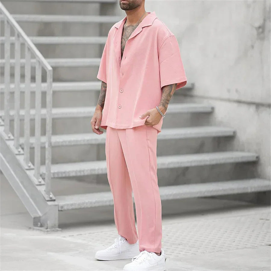 Modisches Herren-Sommer-Set | Kurzarm-Oberteil und Shorts aus Baumwolle | Bequem und Stylisch für Heiße Tage 5