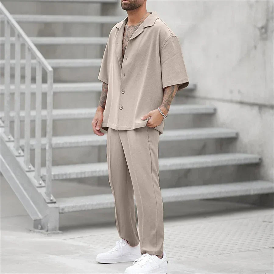 Modisches Herren-Sommer-Set | Kurzarm-Oberteil und Shorts aus Baumwolle | Bequem und Stylisch für Heiße Tage 8