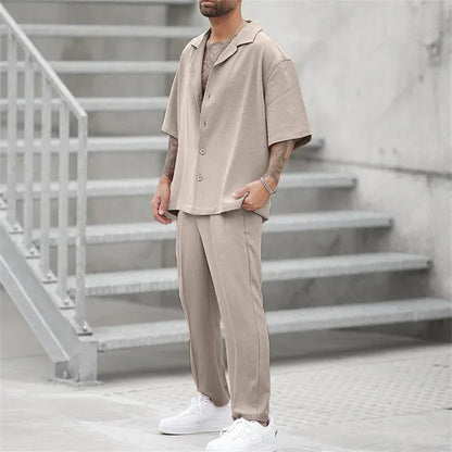 Modisches Herren-Sommer-Set | Kurzarm-Oberteil und Shorts aus Baumwolle | Bequem und Stylisch für Heiße Tage 8