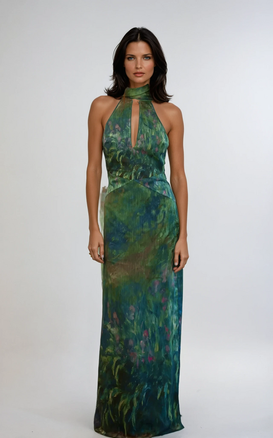 Damen Abendkleid mit Halter-Ausschnitt | Maxi