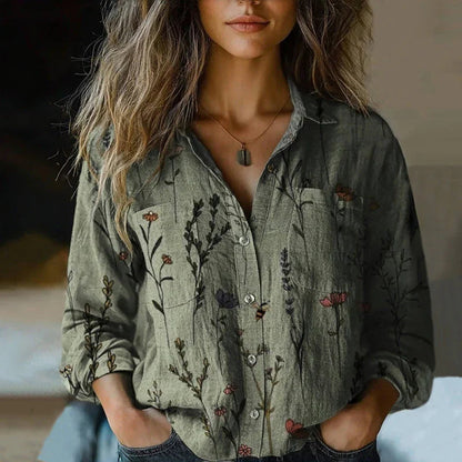 Soleil - Vintage Inspireret Bluse med Unikke Motiver