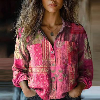 Soleil - Vintage Inspireret Bluse med Unikke Motiver