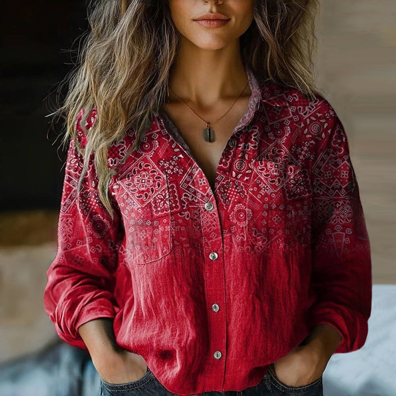 Soleil - Vintage Inspireret Bluse med Unikke Motiver