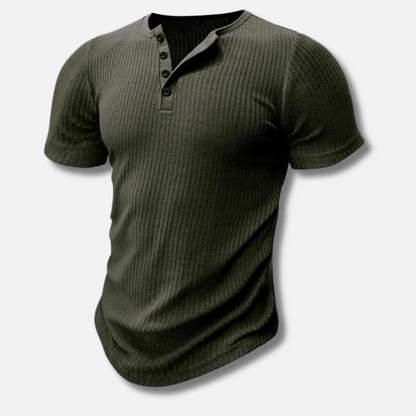 Charles | Ribbed Henley Short Sleeve T-Shirt