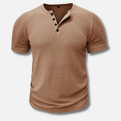 Charles | Ribbed Henley Short Sleeve T-Shirt