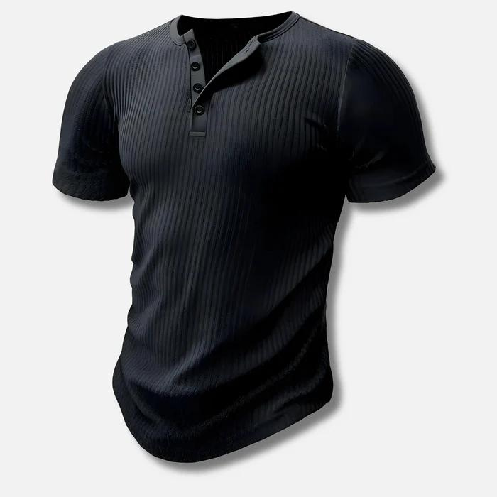Charles | Ribbed Henley Short Sleeve T-Shirt