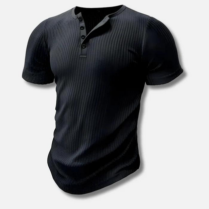 Charles | Ribbed Henley Short Sleeve T-Shirt