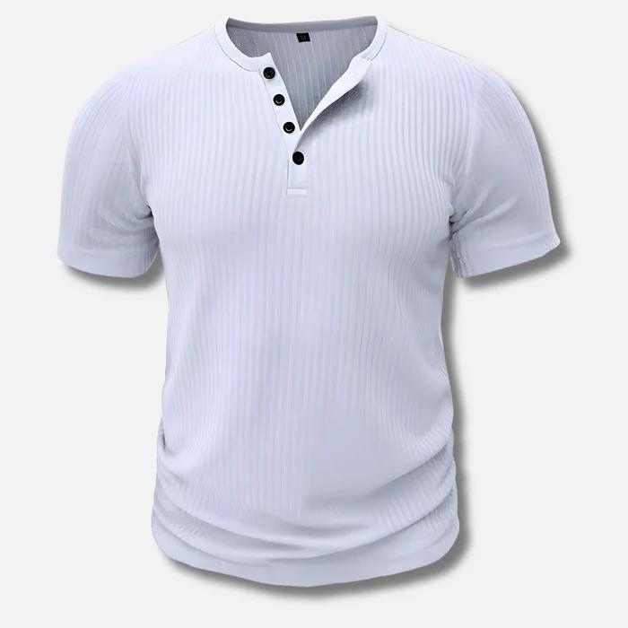 Charles | Ribbed Henley Short Sleeve T-Shirt