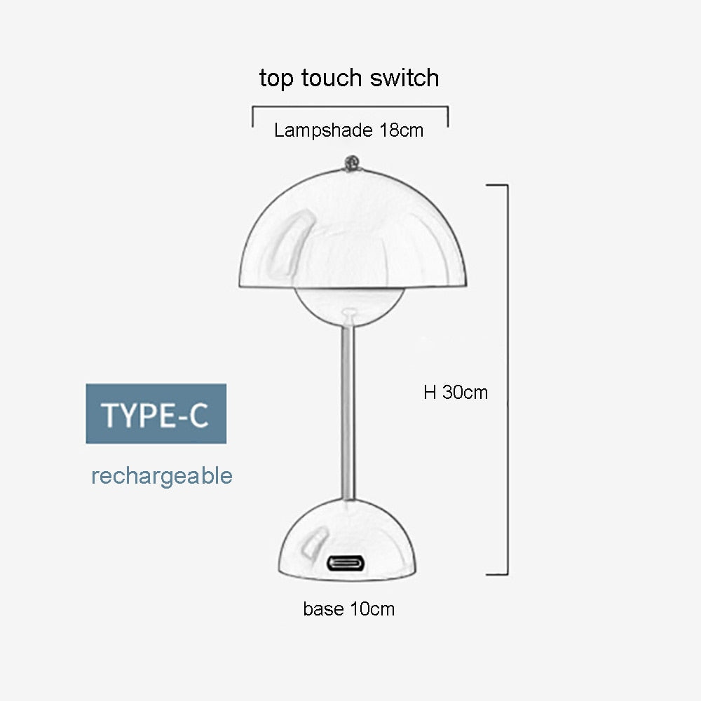 Mushroom LED Tafellamp Oplaadbaar Touch Nachtlamp Sfeerverlichting Slaapkamer Design Lamp