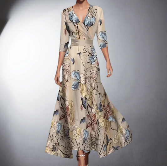 Elegant Maxi Dress with Floral Pattern