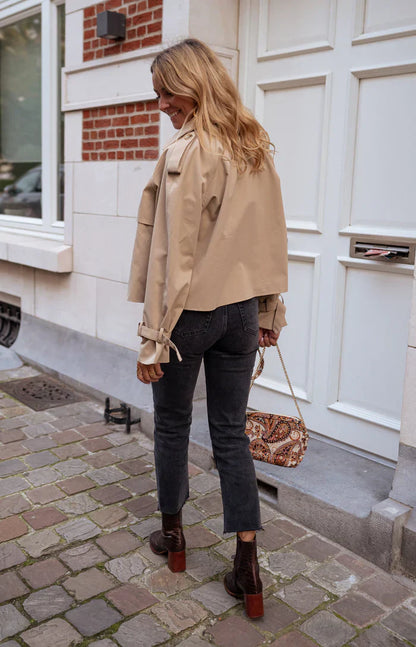 Elegante trench corto da donna – Cappotto doppiopetto