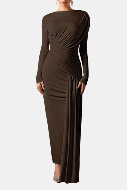 Nalani – Asymmetric Ruched Luxury Maxi Dress