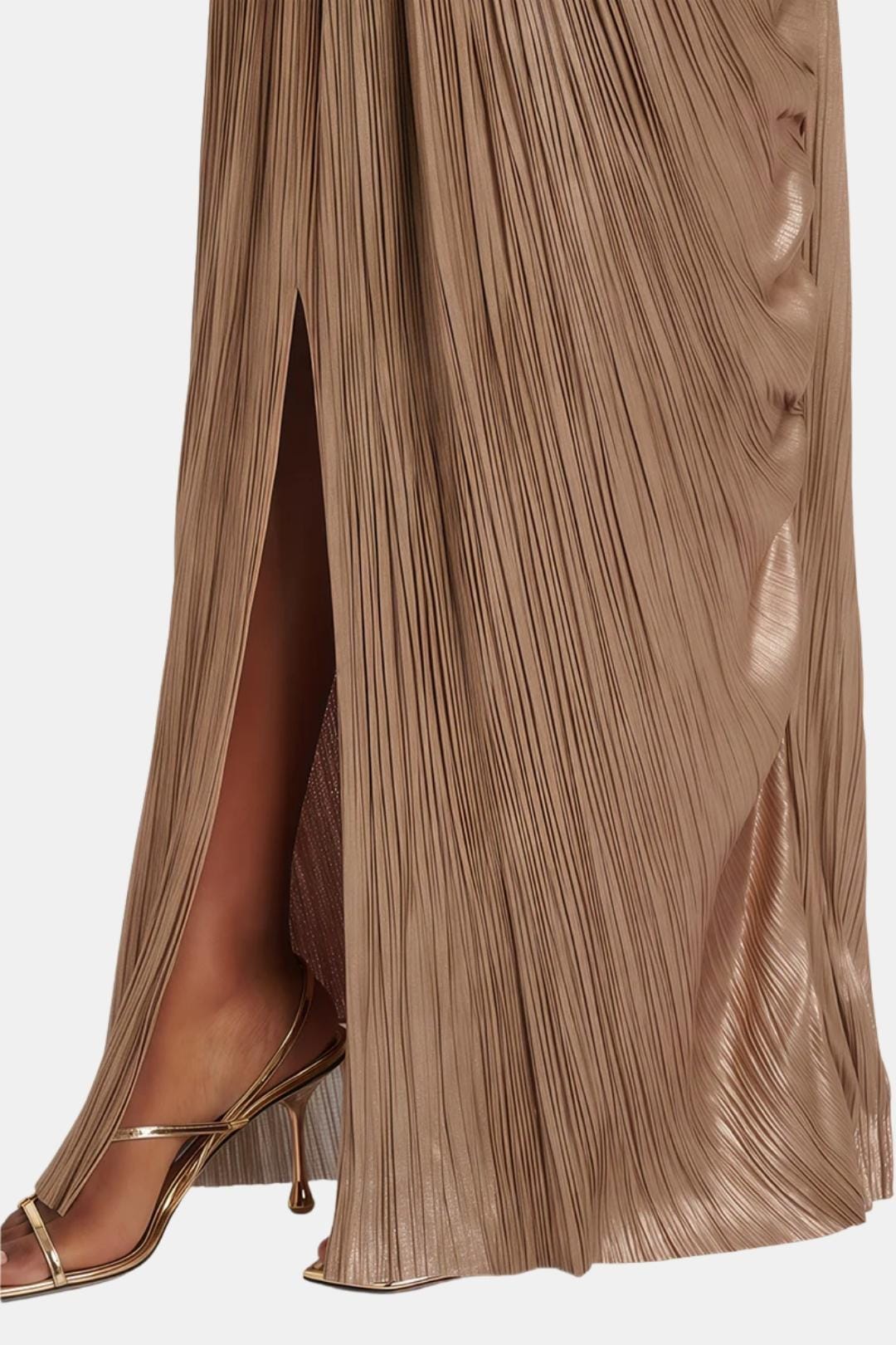 Natalia - Pleated Glossy Maxi Corset Long Dress