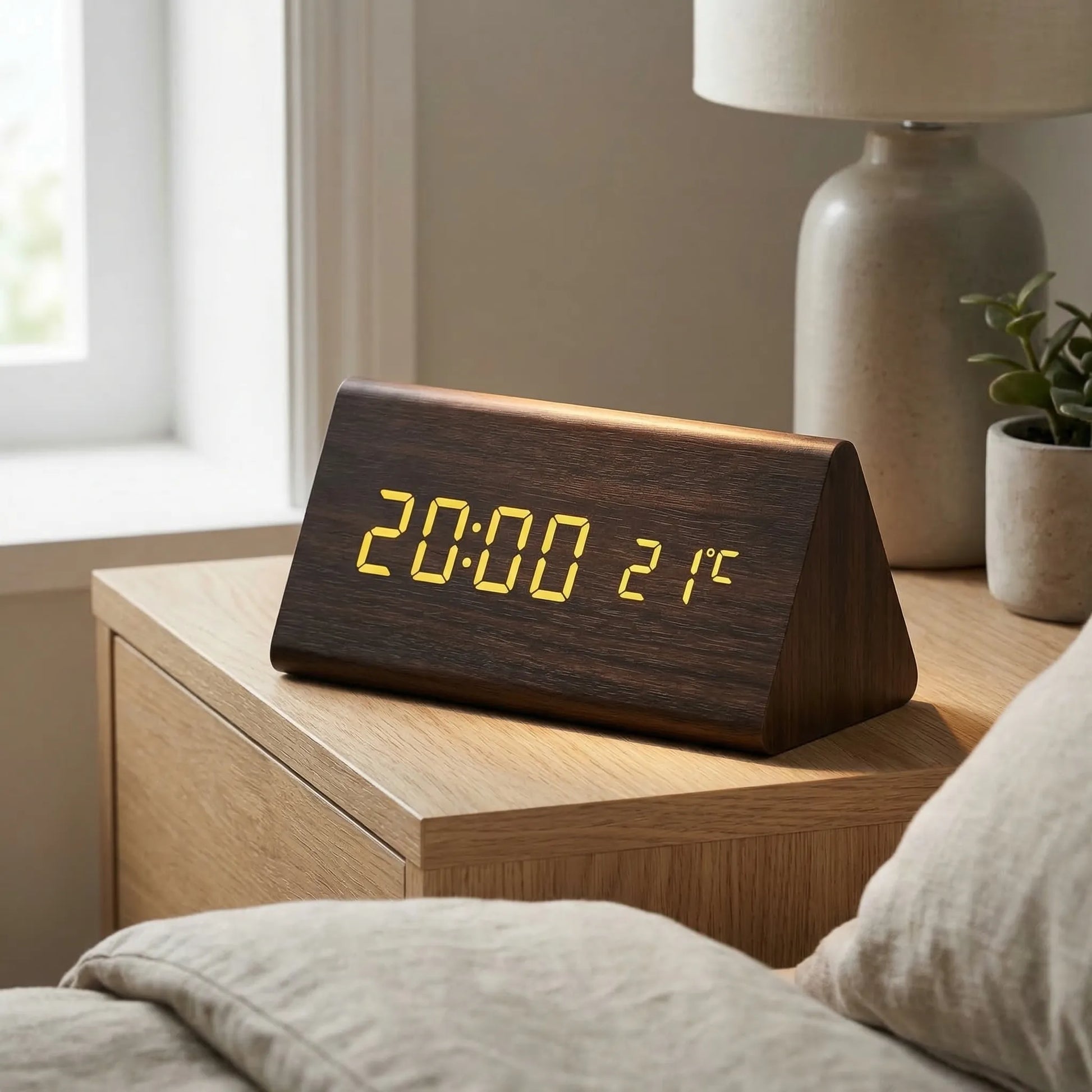 Navando | Digitale Wekker Met Houtlook Behuizing