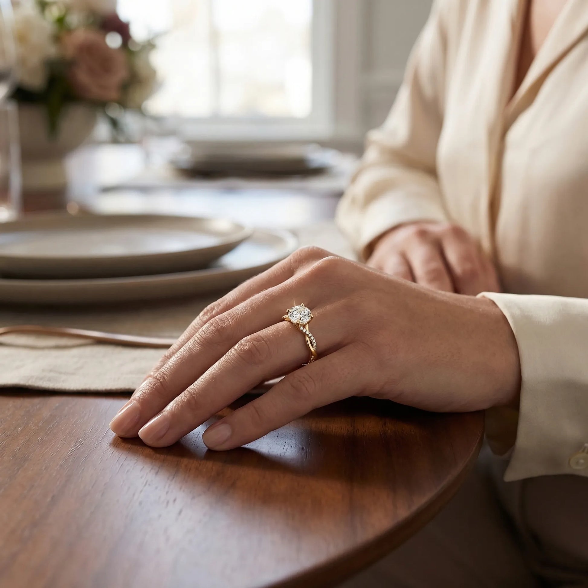 Navando | Elegante Ring Met Gedraaide Schacht En Fonkelende Steentjes