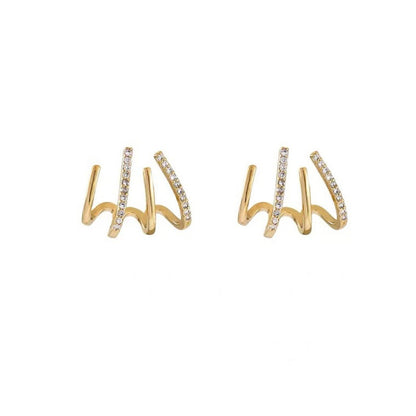 Navando | Gouden Ear Cuff Met Zirkoonsteentjes