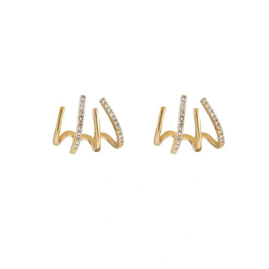 Navando | Gouden Ear Cuff Met Zirkoonsteentjes