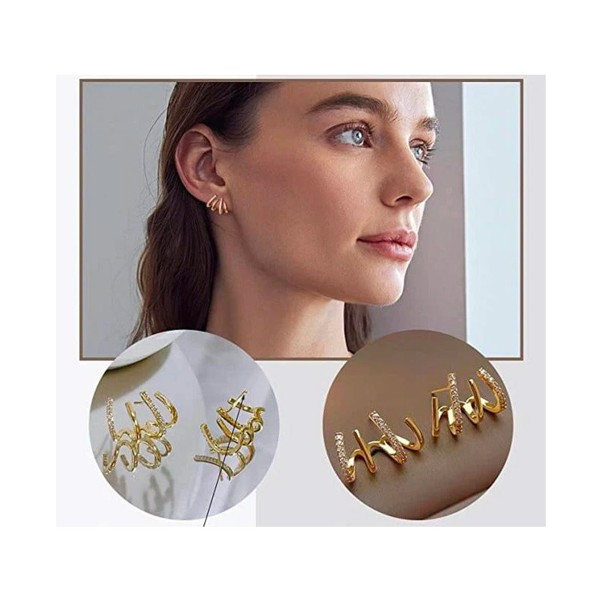 Navando | Gouden Ear Cuff Met Zirkoonsteentjes