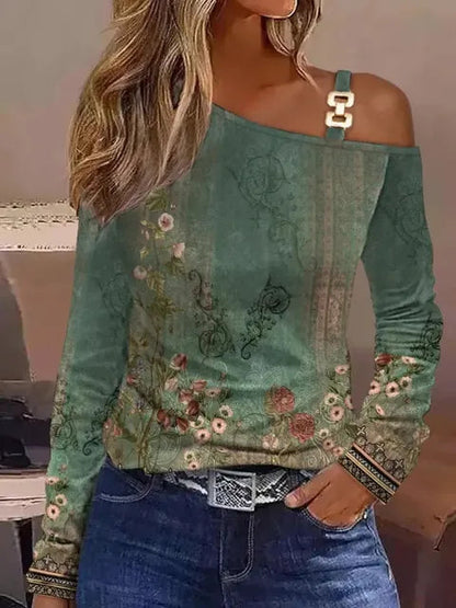 Sophia – Elegante top met één schouder lange mouwen en comfortabele pasvorm