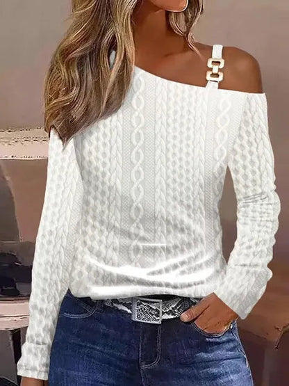 Sophia – Elegante top met één schouder lange mouwen en comfortabele pasvorm