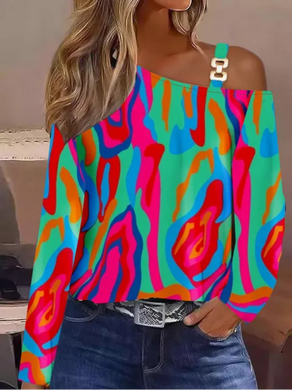 Sophia – Elegante top met één schouder lange mouwen en comfortabele pasvorm