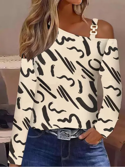 Sophia – Elegante top met één schouder lange mouwen en comfortabele pasvorm