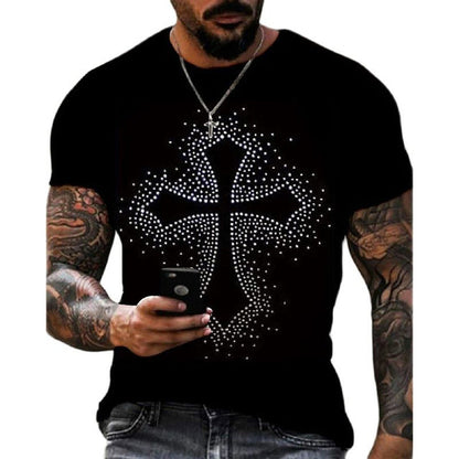 Men’s Graphic T-Shirt Rhinestone Crown Logo Slim Fit Top
