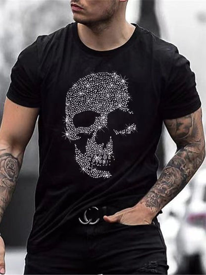 Men’s Graphic T-Shirt Rhinestone Crown Logo Slim Fit Top