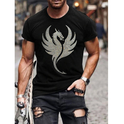 Men’s Graphic T-Shirt Rhinestone Crown Logo Slim Fit Top