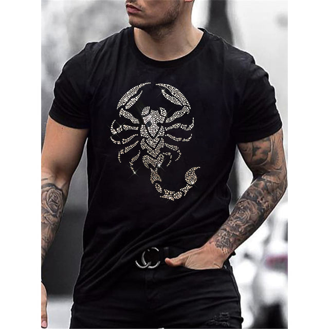 Men’s Graphic T-Shirt Rhinestone Crown Logo Slim Fit Top