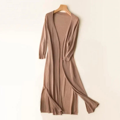 Renelle | Dames cardigan met lange pasvorm en open voorkant – Lichtgewicht gebreide trui, casual top om in laagjes te dragen