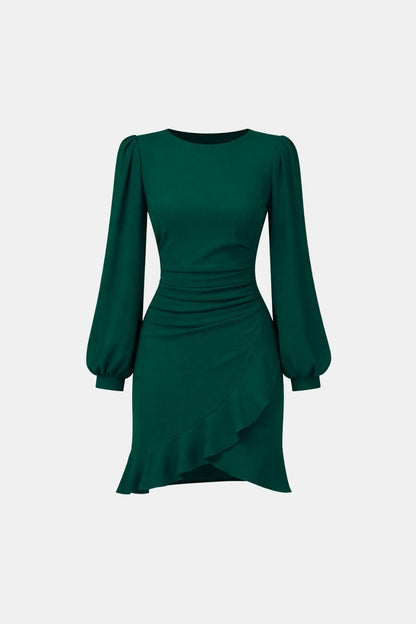 Nichole – Ruched Puff Sleeve Mini Dress